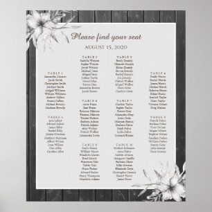 Elegant gray rustic. Wedding Seating Chart Poster