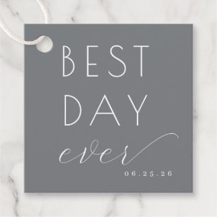 Elegant Gray Typographic Celebration Favour Tags