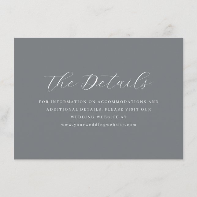 Elegant Gray Typographic Details Enclosure Card (Front)
