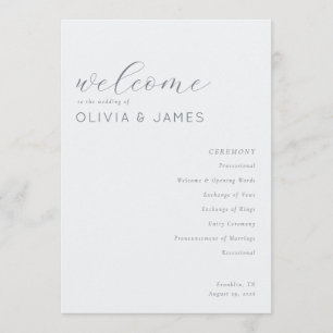 Elegant Gray Wedding Ceremony Program