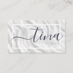 Elegant Gray White Calligraphy Name Signature Chic Business Card