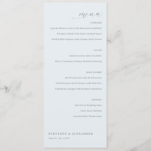 Elegant Grayish-Blue Minimalist Menu