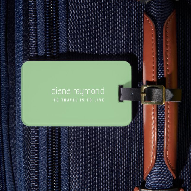 Elegant Grayish Sage Minimalist Luggage Tag (Front Insitu 4)