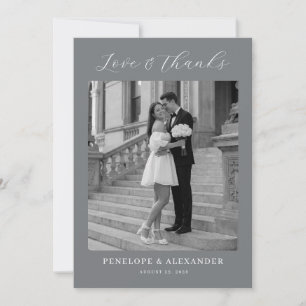 Elegant Grayscale Classic Photo Thank You Card