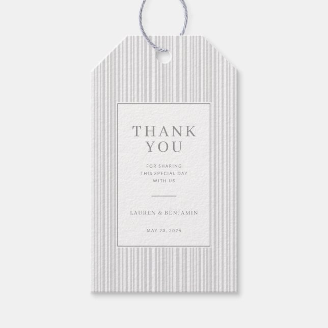 Elegant Grayscale Thank You Tag (Front)