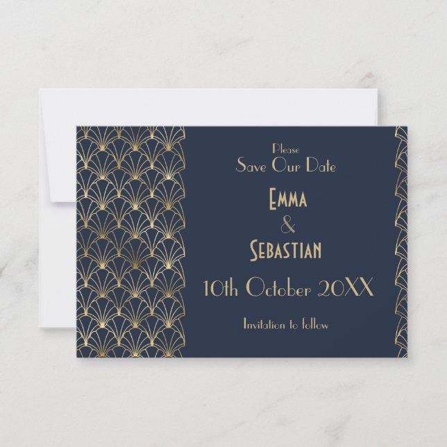 Elegant Great Gatsby Art Deco Save the Dates Save  Date (Front)