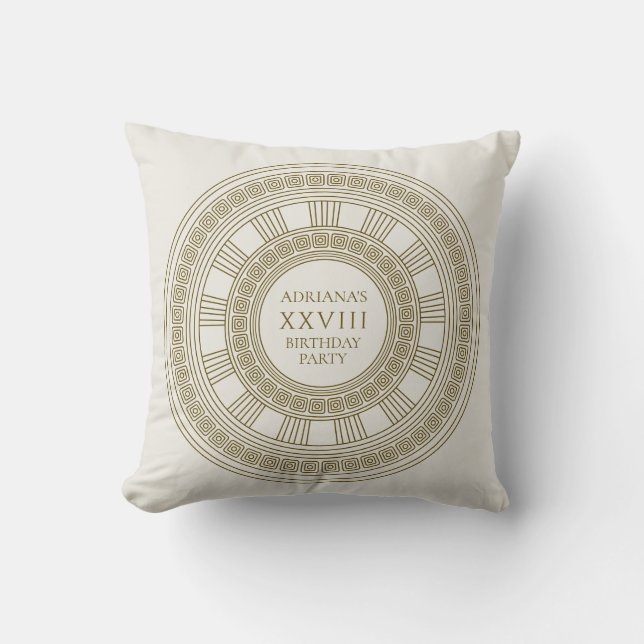 Elegant Greek or Roman birthday party with pattern Throw Pillow (Front)