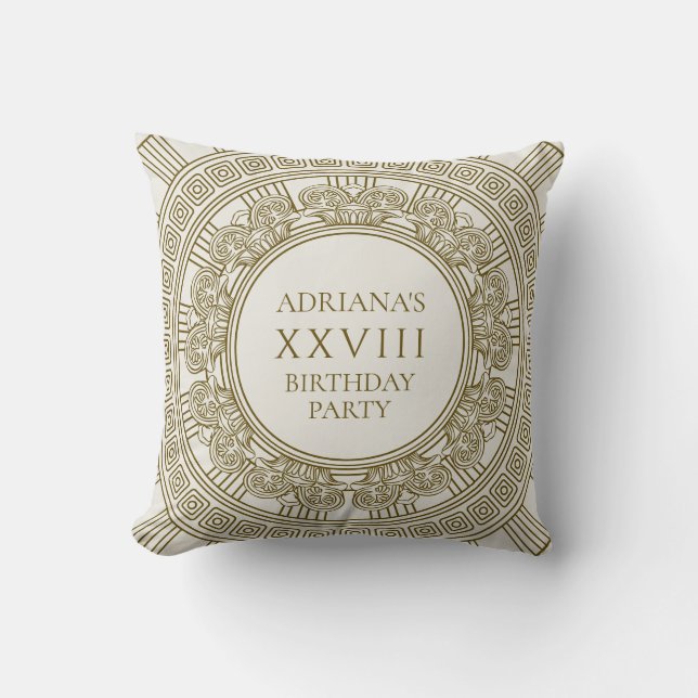 Elegant Greek or Roman birthday party with pattern Throw Pillow (Front)