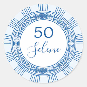 Elegant Greek or Roman birthday with custom colour Classic Round Sticker