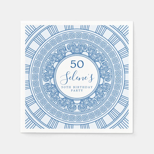 Elegant Greek or Roman birthday with custom colour Napkin (Front)