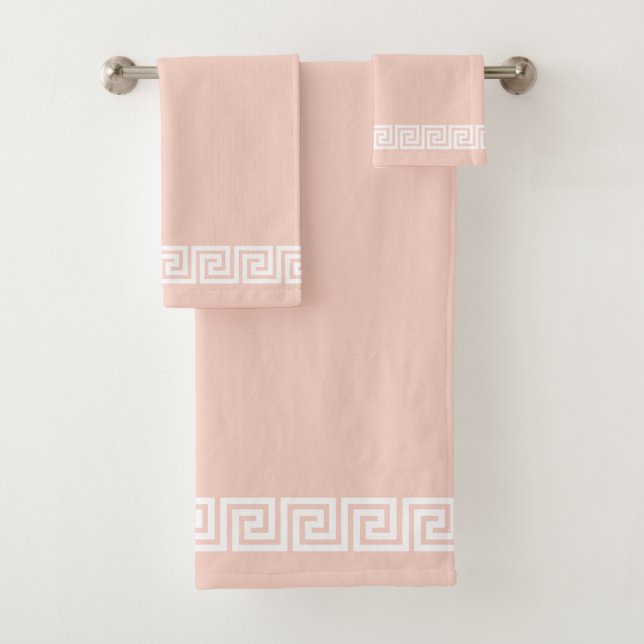 Elegant Greek Pattern Frame on Light Pink Bath Towel Set (Insitu)