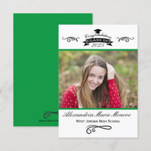 Elegant Green - 3x5 Graduation Announcement