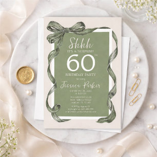 Elegant Green 60th Birthday Surprise Party Invitation