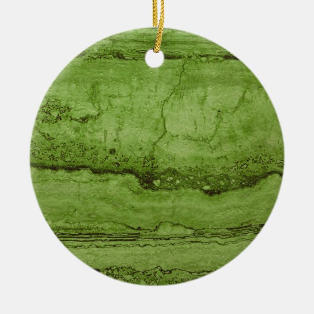 Elegant green abstract Granite stone marble  Ceramic Ornament (Front)