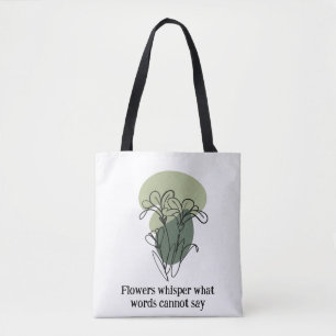 Elegant Green and Blue Floral Tote Bag with Nature