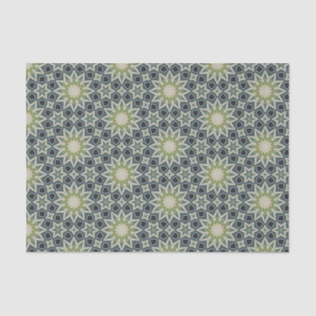 Elegant Green and Blue Modern Geometric Pattern  Tissue Paper (Front)