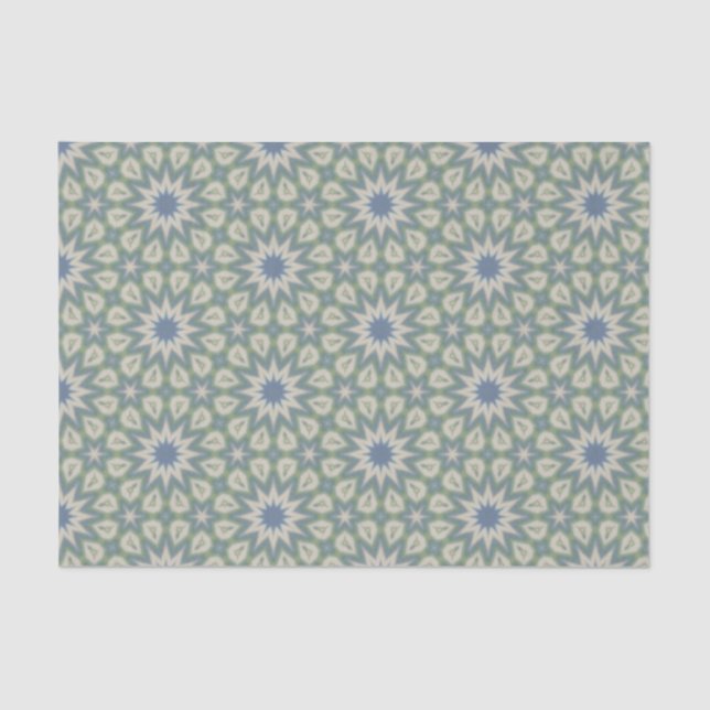 Elegant Green and Blue Modern Geometric Pattern  Tissue Paper (Front)