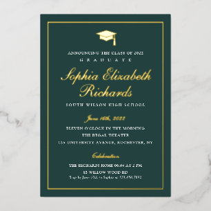 Elegant Green and Gold 3 Photo Graduation 