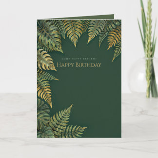 Elegant Green and Gold Birthday Card for Him