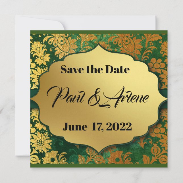 Elegant Green and Gold  Card (Front)