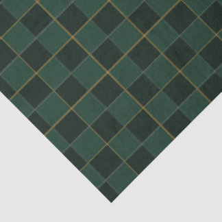 Elegant Green And Gold Check Tissue Paper