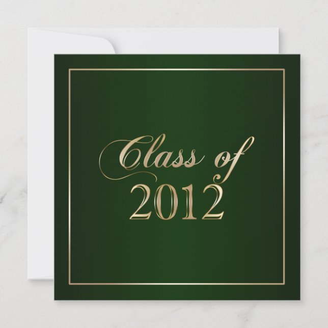 Elegant Green and Gold Class of 2012 Invitation (Front)