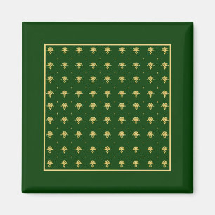Elegant Green and Gold Damask Magnet