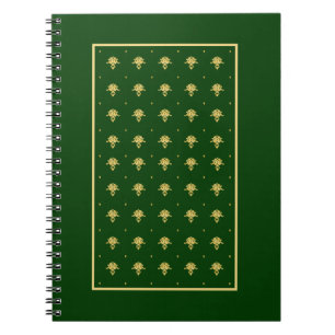 Elegant Green and Gold Damask Notebook