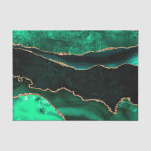 Elegant Green and Gold Faux Glitter Agate Tissue Paper
