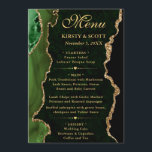 Elegant Green and Gold Faux Glitter Agate Wedding Menu<br><div class="desc">A luxurious design featuring rich emerald green agate textures accented with shimmering gold glitter for a glamourous, modern finish. Elegant flowing script pairs with bold serif typography to create a refined, high‑end aesthetic. The deep green tones evoke sophistication and opulence, while metallic gold accents add sparkle and warmth. Perfect for...</div>