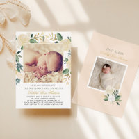 Elegant Green and Gold Floral Girl Baptism Photo