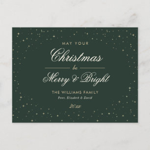 Elegant Green and Gold Holiday Postcard