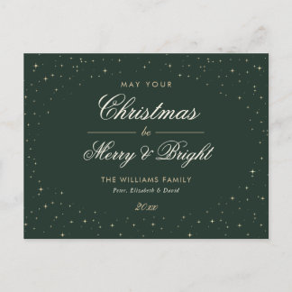 Elegant Green and Gold Holiday Postcard