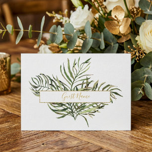 Elegant Green and gold Leaf Table Place Card