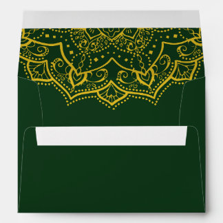 Elegant Green And Gold Mandala Envelope