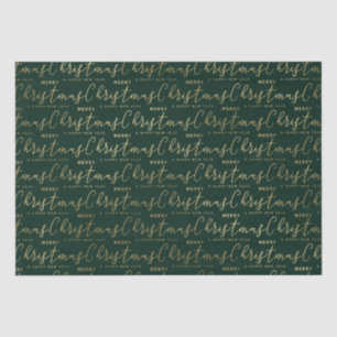 Elegant Green and Gold Merry Christmas Text Tissue Paper