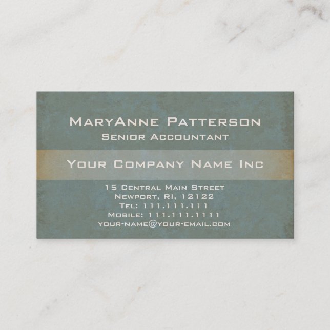Elegant Green and Gold Natural Textures Gradient Business Card (Front)