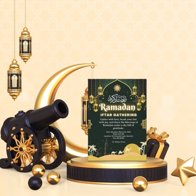 Elegant Green And Gold Ramadan Iftar Invitation  (Creator Uploaded)