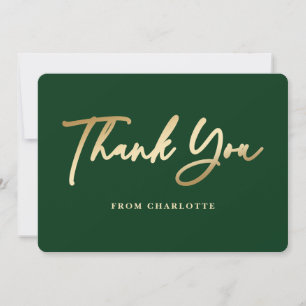Elegant Green and Gold Thank You Card