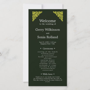 Elegant Green and Gold Wedding Program