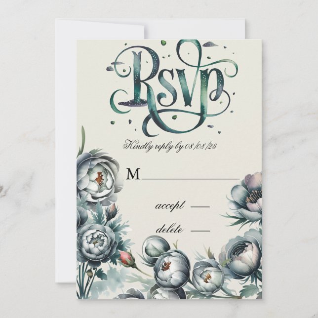 Elegant Green and Grey Bouquet Save The Date Invit Invitation (Front)