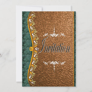 Elegant green and orange in copper Invitation