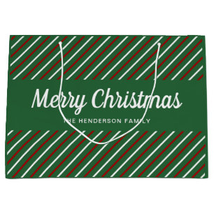 Elegant Green And Red Christmas Large Gift Bag