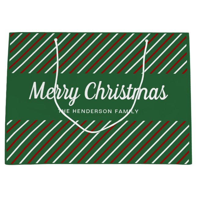 Elegant Green And Red Christmas Large Gift Bag (Front)