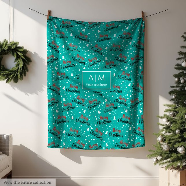 Elegant green and red Christmas lettering fleece (Elegant green and red Christmas lettering fleece)