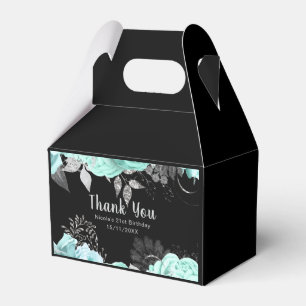 Elegant Green and Silver Flowers Birthday Party Favor Box