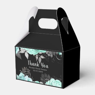 Elegant Green and Silver Flowers Sweet Sixteen Favor Box