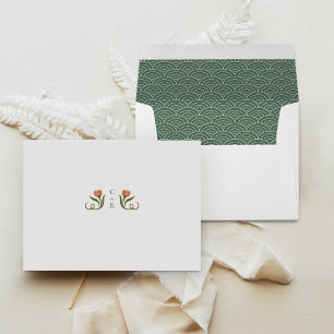 Elegant Green and White Art Deco Envelope