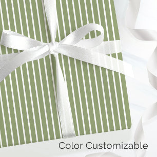 Elegant Green and White Minimalist Thin Stripe Wrapping Paper