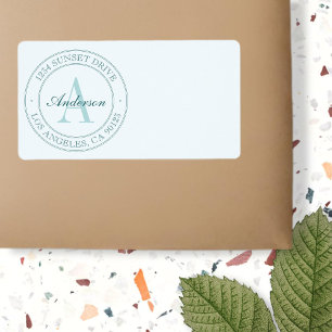 Elegant Green Aqua Monogram Label